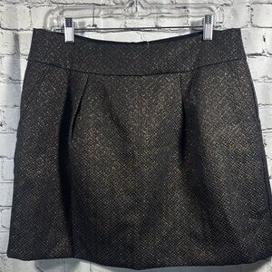 LOFT Elegant Black and Gold Patterned Mini Skirt